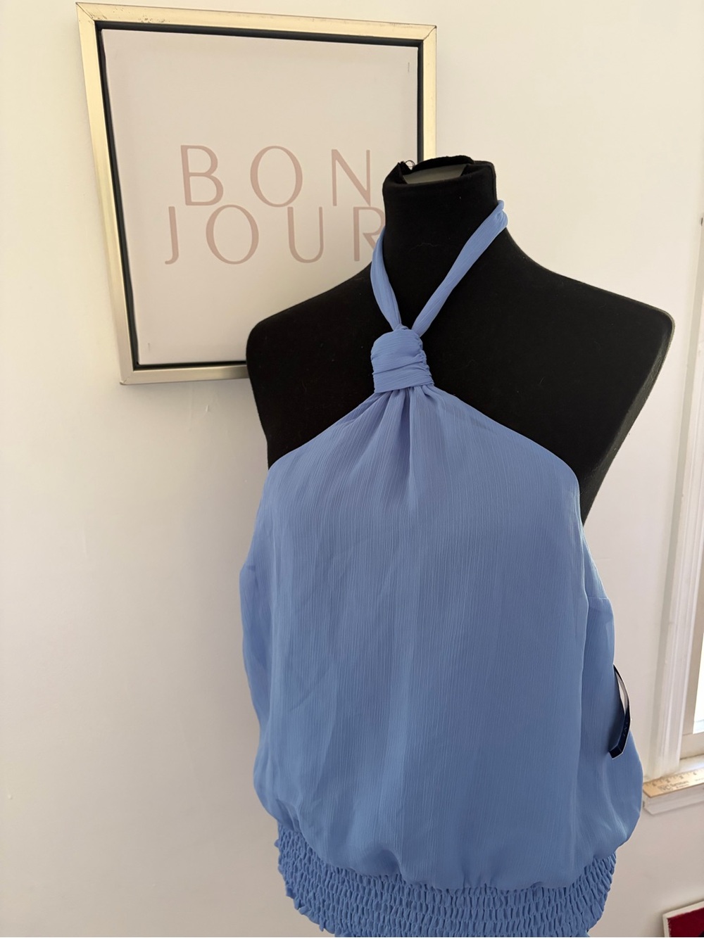 INC International Concepts Sky Blue Halter Knot Blouse